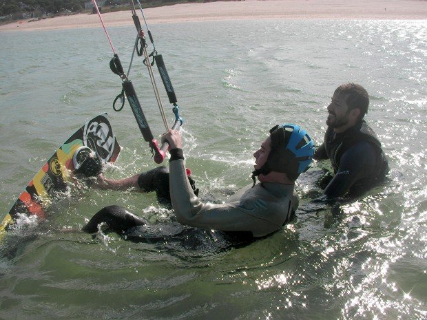 "Kitesurfing at Fonte da Telha beach"