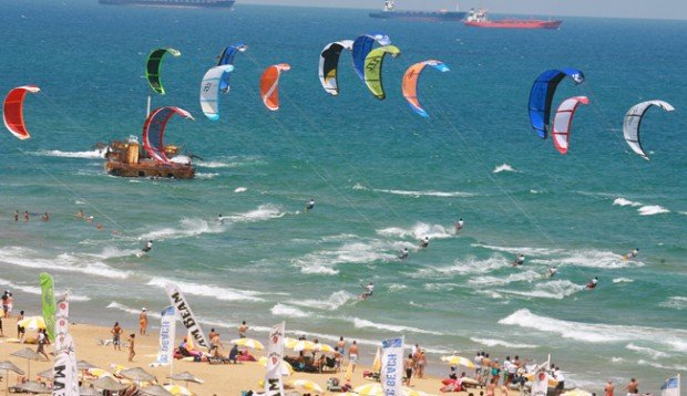 "Kitesurfing in Burç beach"