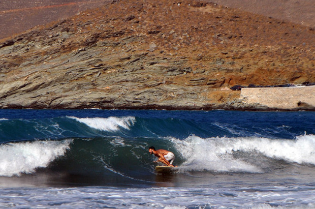 "Surfing in Kolimpithra Beach"