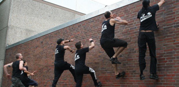 "Wall Climbing by Parkour athletes near Weserstadion"