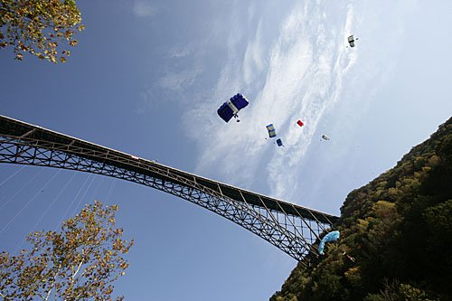 "Base Jumping at New River Gorge Bridge"