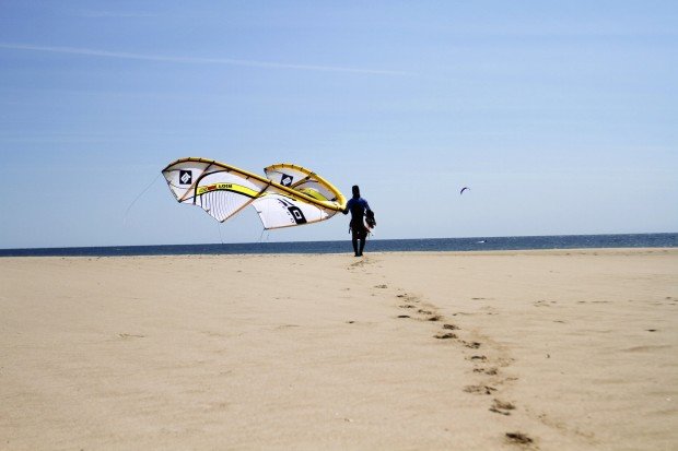 "Kiteboarding at Huguenot Memorial Park Beach"