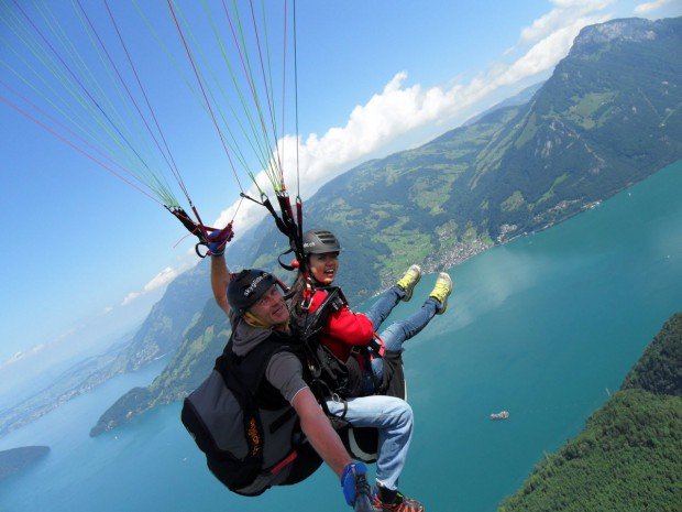 "Paragliding over Lake Lucerne"