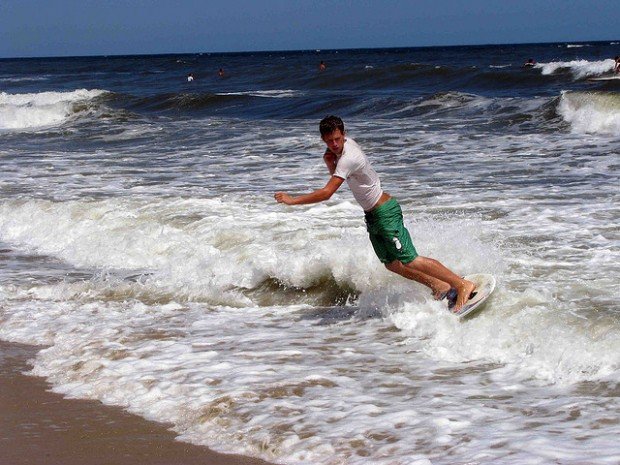 "Skimboarding at Virginia Beach"