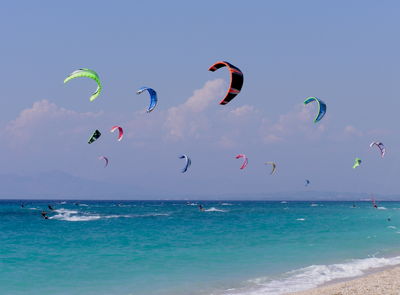 Kitesurfing Agios Ioannis Beach Lefkada Island Ionian Islands Greece