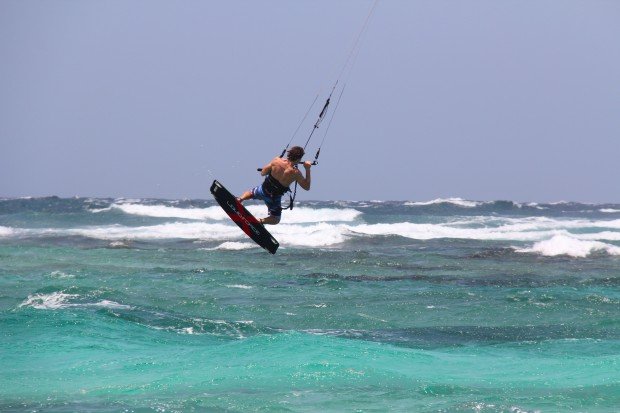 "Kitesurfing at Boca Grandi"