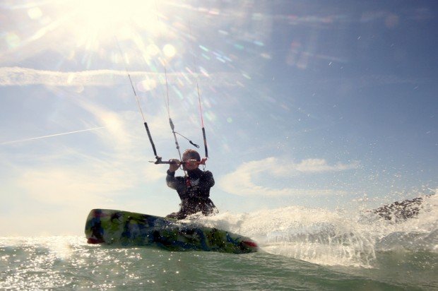 "Kitesurfing at Razim Lake"