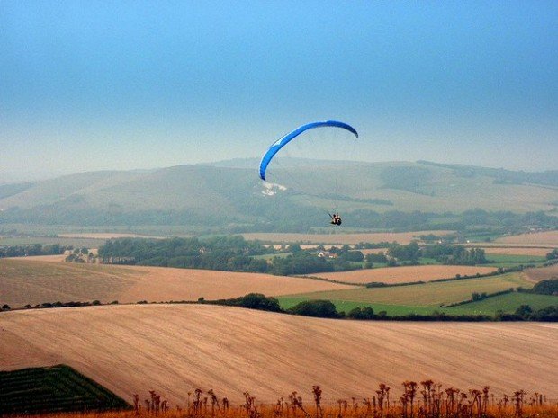 "Paragliding from Mount Caburn"