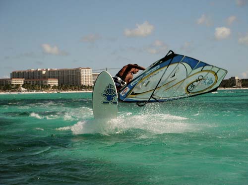 "Wind Surfing at Palm Beach Aruba"