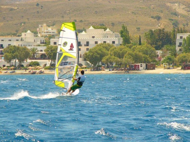 "Windsurfing at Psalidi Beach"