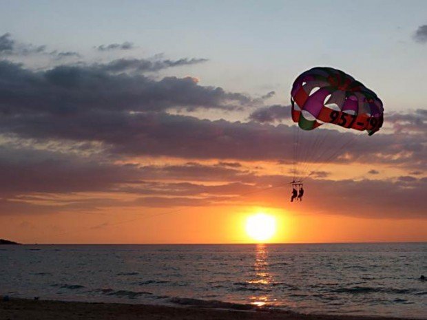 ''Parasailing at Bloody Bay''