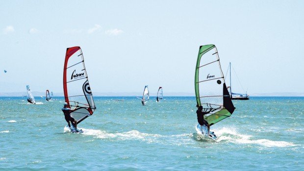 "Windsurfing at Pissouri Bay"