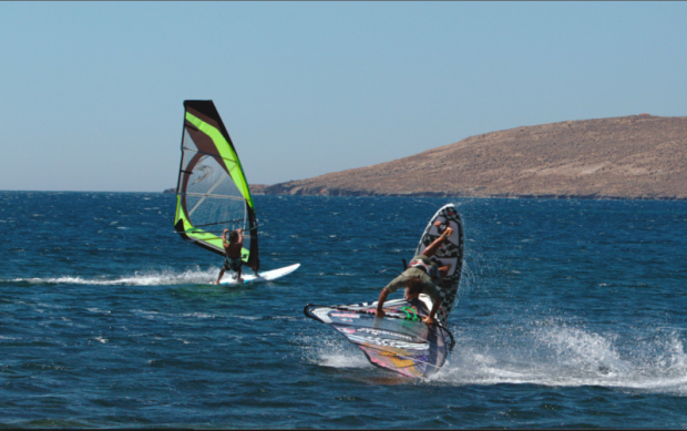 "Windsurfing at Sigri Bay"