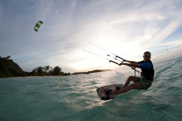 "Kitesurfing at Ha'apiti Reef"
