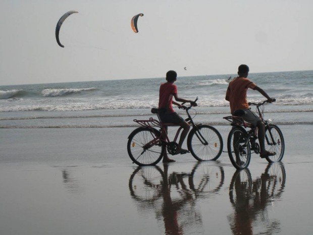 "Kitesurfing at Morjim Beach"