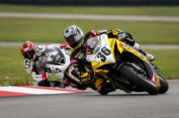 "Motorcyclists in Mid-Ohio Sports Car Course"