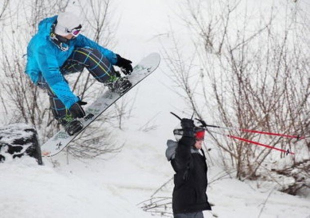 "Snowboarding in Boston Mills"