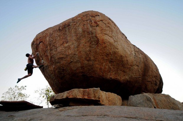 "Bouldering in Hampi Rocks"