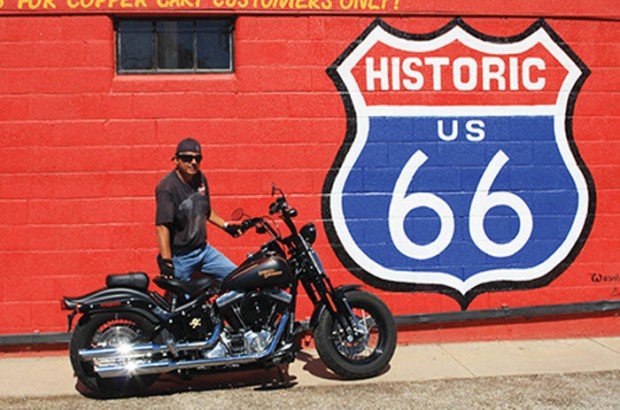 "Motorcyclist on Route 66"