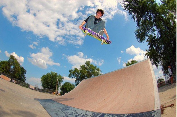 "Skate Boarding in Oak Lawn Skatepark"