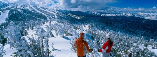 "Alpine Skiers in Dombay Ski Resort"