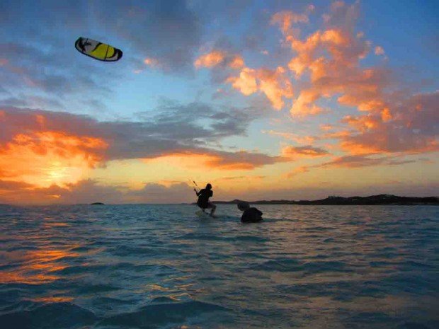 ''Kiteboarding at Grace Bay''