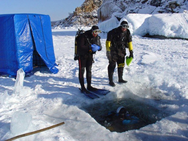 "OI Khon North getting ready to dive in the ice"