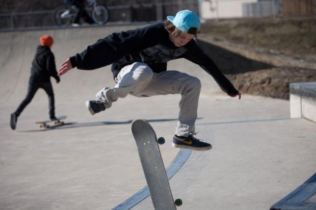 “Skateboarding at Four Mile Skatepark”