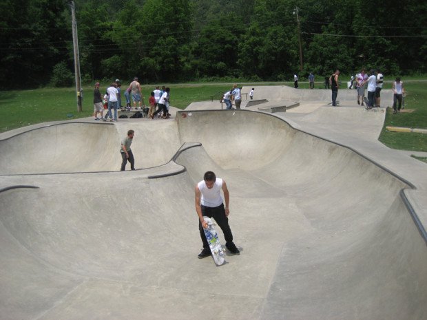 "Skateboarding at Riverview Skateboard Park"