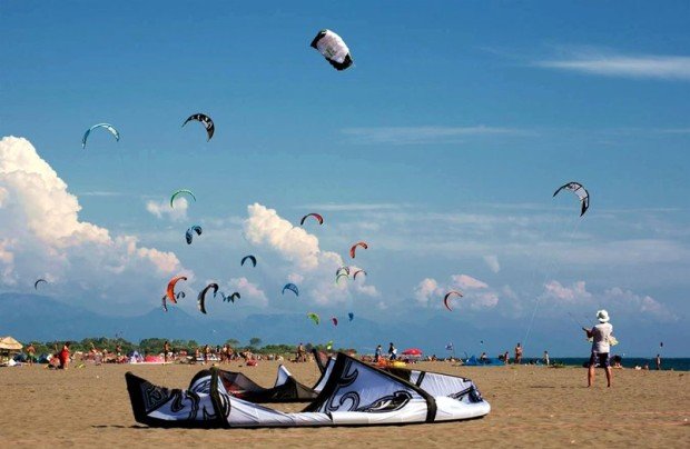 "Kiteboarding at Velika Plaza Beach"