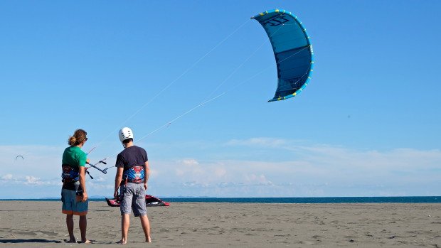 "Kiteboarding at Velika Plaza Beach"