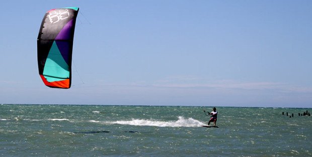 "Kitesurfing at Icarai de Amontada"