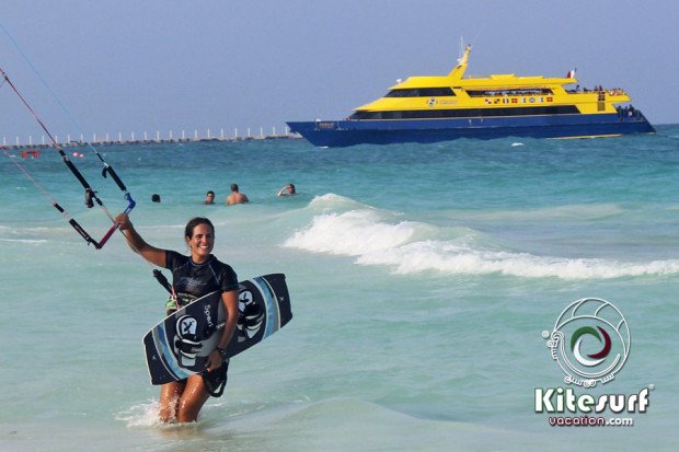 "Kitesurfing at Playa del Carmen"