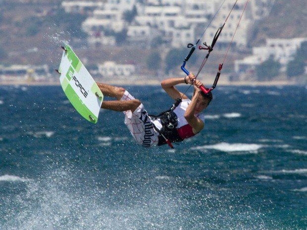 ''Kiteboarding in Korfos Beach''