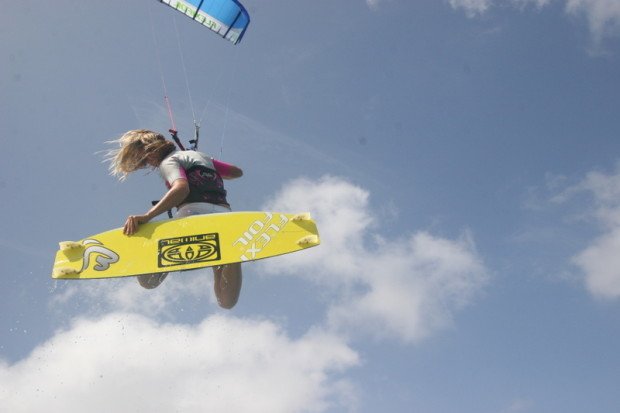 "Kitesurfing at Playa Sotavento"