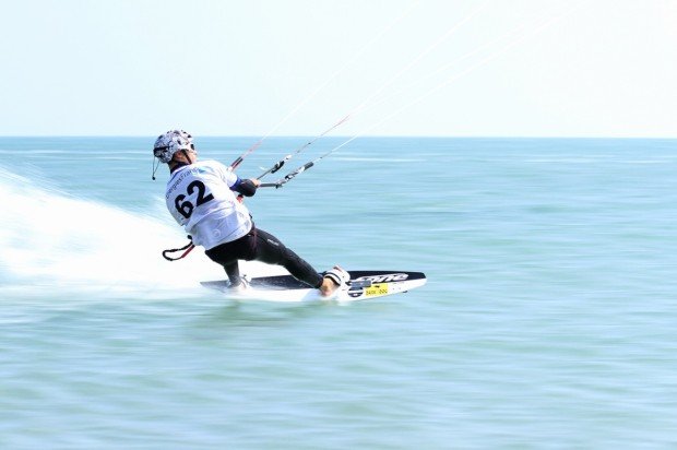 "Kiteboarding at Les Coussoules beach"