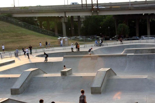 "Skateboarding in Louisville Extreme Park"