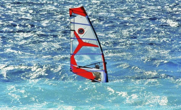 "Windsurfing in Loutraki Beach"