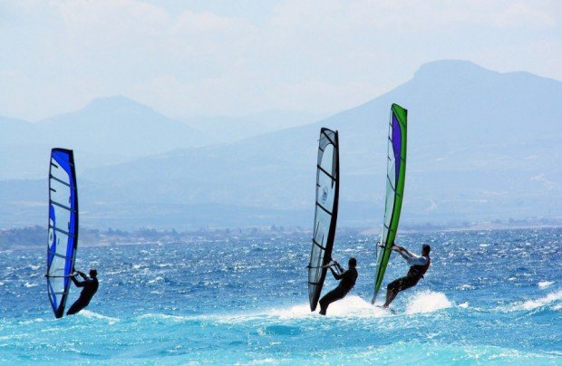 "Windsurfing in Loutraki Beach"