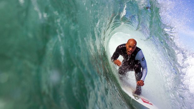 "surfing legend kelly slater"